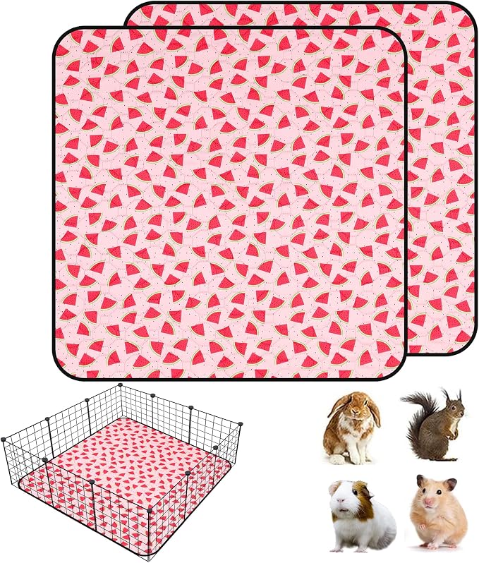 2 PCS Guinea Pig Cage Liner, Reusable Waterproof Guinea Pig Liner, Washable Small Animals Bedding, Super Absorbent Pet Pee Pads Guinea Pig Mats, Rabbit Mats for Cages (42 * 42 inch)