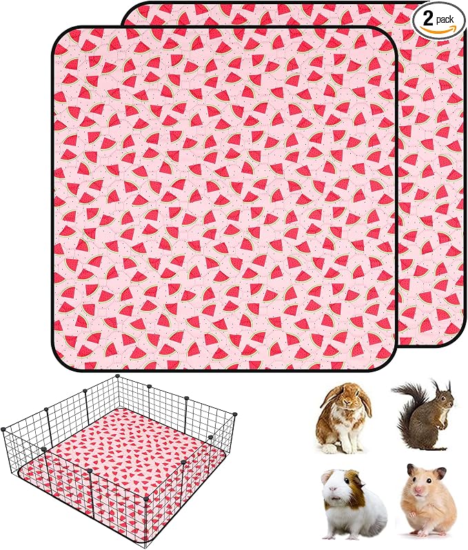 2 PCS Guinea Pig Cage Liner, Reusable Waterproof Guinea Pig Liner, Washable Small Animals Bedding, Super Absorbent Pet Pee Pads Guinea Pig Mats, Rabbit Mats for Cages (36 * 36 inch)