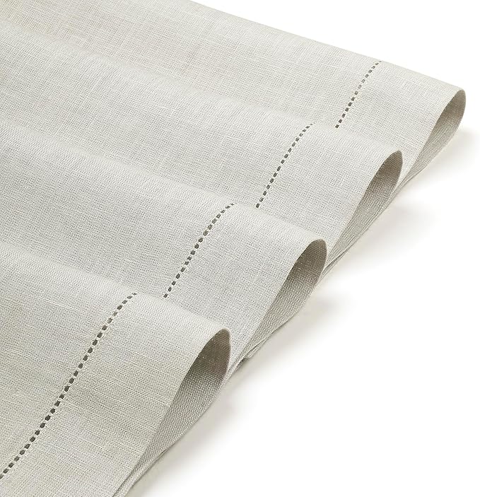 D'Moksha Homes Silver Grey Linen Cloth Placemats Set of 8-100% Pure Linen Hemstitch Placemats 14 x 19 Inch - Classic Hemstitch Table Place Mats for Thanksgiving - Handcrafted and Machine Washable