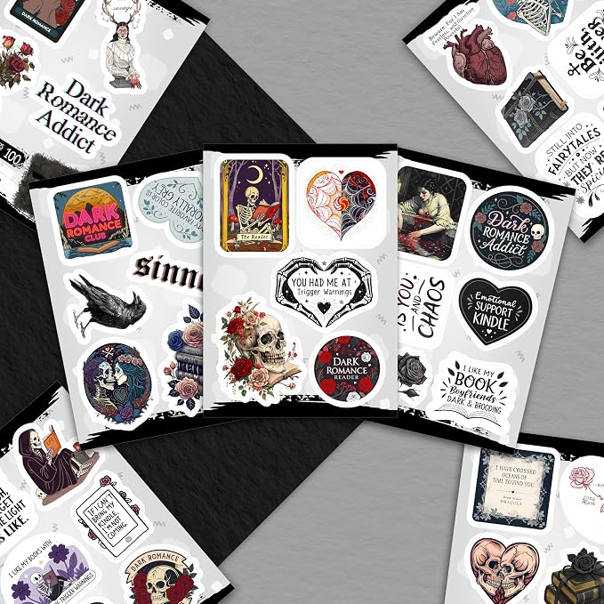 100Pcs Dark Romance Stickers for Water Bottle - Dark Book Stickers, Booktok Decals - Gifts for Book Lovers