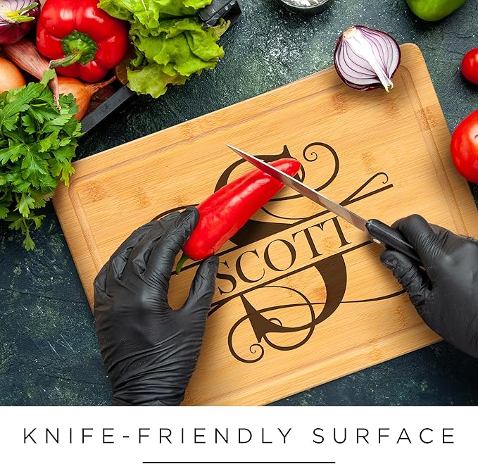 Personalized Cutting Board, Custom Engraved Bamboo Wood Cutting Boards, Customized Name and Monogram Charcuterie Board, Christmas, Housewarming Gift, Multiple Sizes, Engraved in USA by My Sign Center