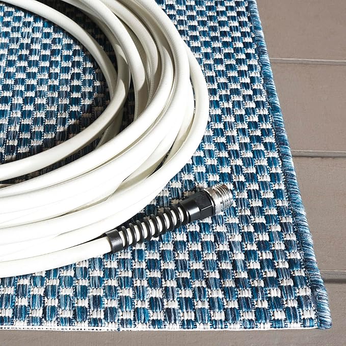 SAFAVIEH Washable Rug Outdoor Courtyard Collection - 11' x 15', Navy & Grey, Non-Shedding & Easy Cleaning, Ideal for Patio, Backyard, Mudroom (CY8521-36821)