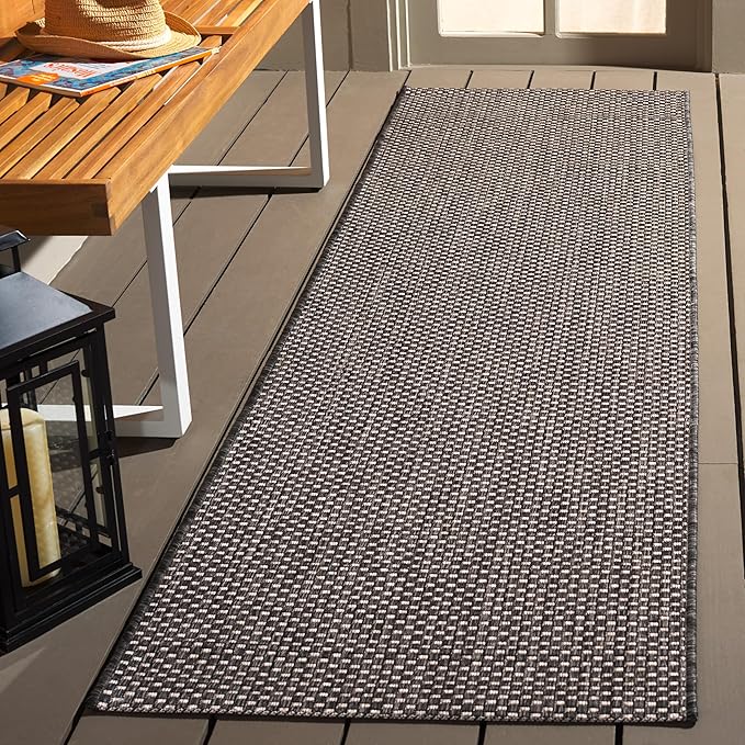 SAFAVIEH Courtyard Collection 2'3" x 20' Black/Beige CY8521 Indoor/ Outside Waterproof Easy cleansingPatio Backyard Mudroom Runner Mat