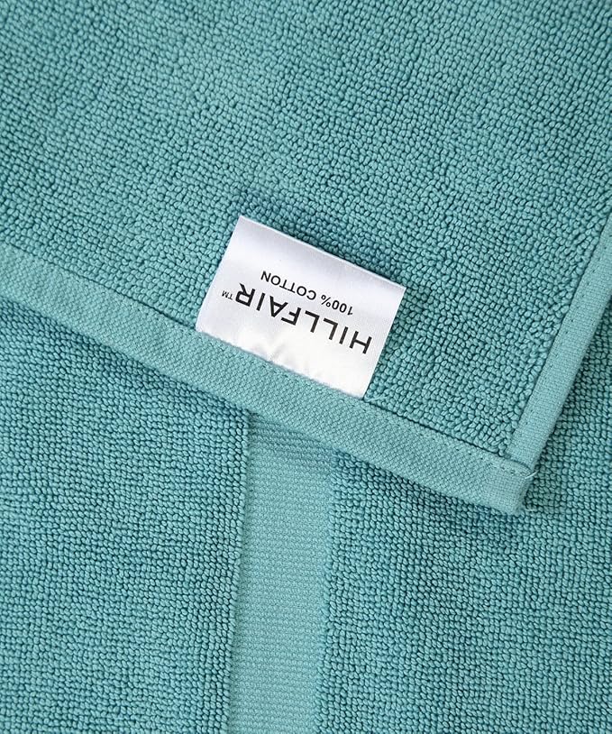 HILLFAIR 900 GSM-Hotel-Spa Tub-Shower Bath Floor Towels - (2 Pack, Sea Green, 21 Inch by 34 Inch) - 100% Cotton Floor Towels Machine Washable Cotton Terry Bath mat Rugs - 2 Piece Towel Set