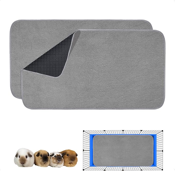 Guinea Pig Bedding, Cage Liners, Washable, Reusable & Leakproof | Premium Fleece Material, Instant Absorbent, Anti-Slip Bottom, Ideal Pee Pads for Small Animals.