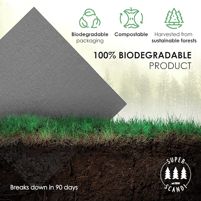 SUPERSCANDI 5 Pack Swedish Dishcloths for Kitchen - 100% Biodegradable & Compostable Reusable Paper Towels Washable, Food-Safe & Without Plastic - Dish Rags Suitable for Any Surface, Terazzo Grey