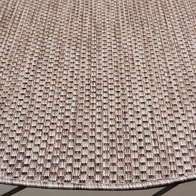 SAFAVIEH Courtyard Collection 4' Round Beige/Brown CY8521 Indoor/ Outside Waterproof Easy cleansingPatio Backyard Mudroom Area Mat