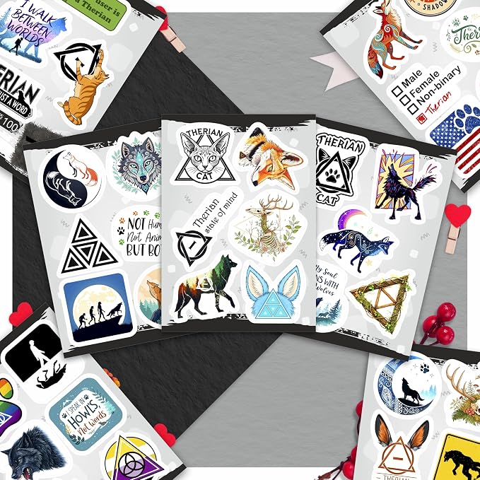 100Pcs Therian Stickers for Water Botttle, Laptop - Therian Gifts, Party Supplies - Gift for Women & Men
