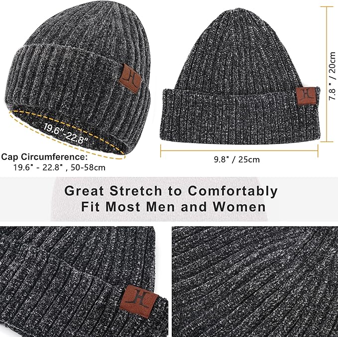 Womens Winter Knit Warm Hat Beanie Long Scarf Touch Screen Gloves Set Skull Caps Neck Scarves for Women