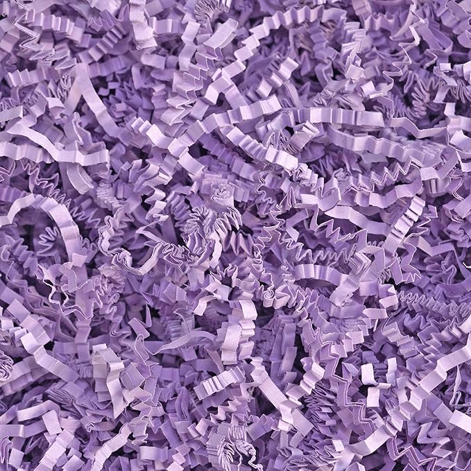 Bobobag - 1LB Crinkle Cut Paper Shred Filler Recyclable Gift Wrap Confetti Raffia Grass Shred Paper for Easter Baskets Filler Creative Eggs Decor(Lavender Purple)