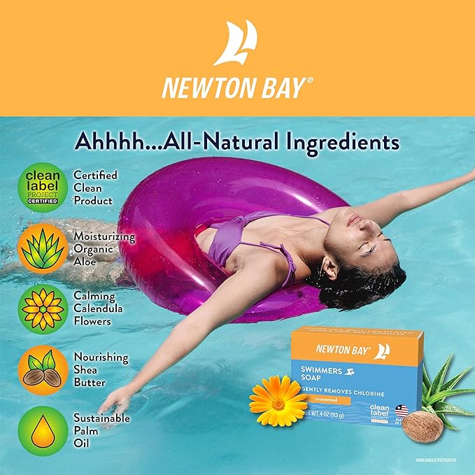 Swimmers Soap | All Natural Body and Face Wash Soap Bar | Gently Washes Away Chlorine After Swimming | Revitalizes Sensitive Skin | 5-Pack of 4 Ounce Soap Bars
