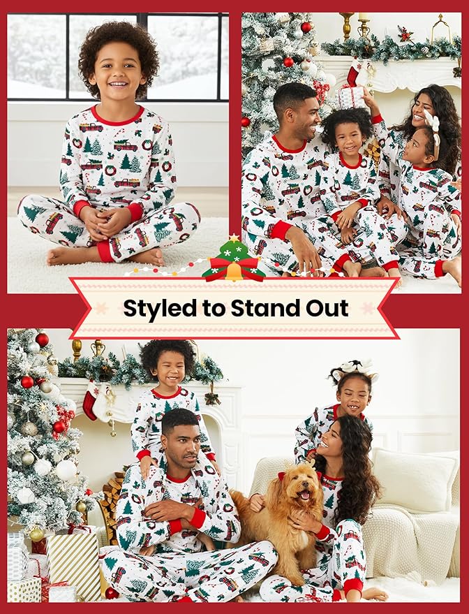 PATPAT Christmas Family Matching Pajama Sets Includes Christmas Socks - Perfect for Family Photos & Holiday Celebrations