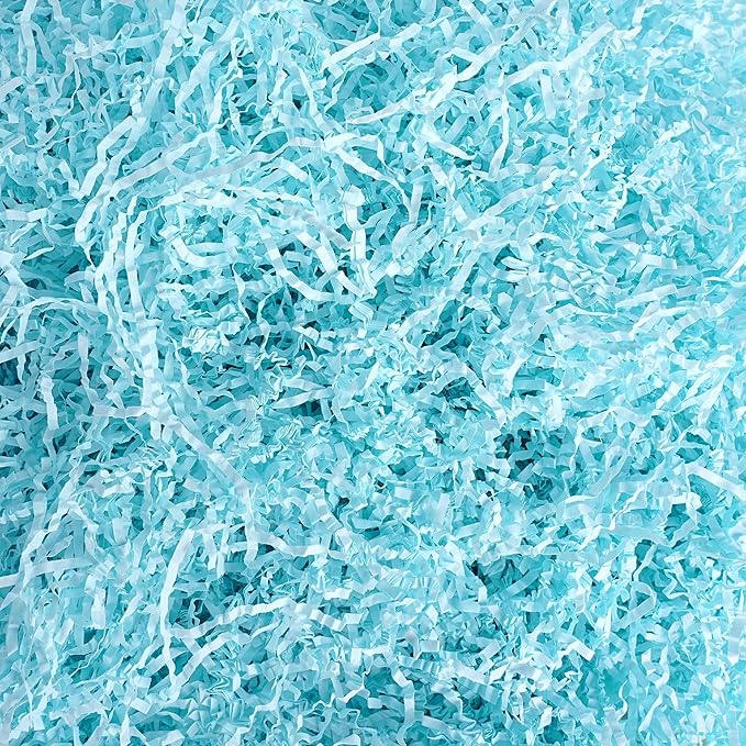 Uptotop 2 LB Crinkle Cut Paper Shred Filler for Gift Wrapping Basket Filling, Birthday, Christmas, Thanksgiving, Wedding, Mother's Day, Blue