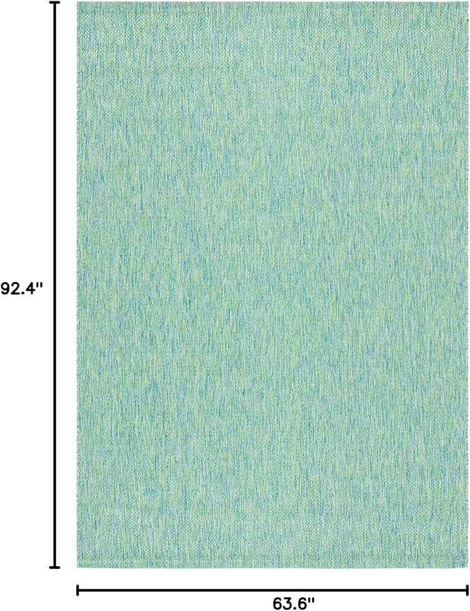 SAFAVIEH Courtyard Collection 5'3' x 7'7' Green/Blue CY8521 Indoor/ Outdoor Patio Backyard Mudroom Area Rug