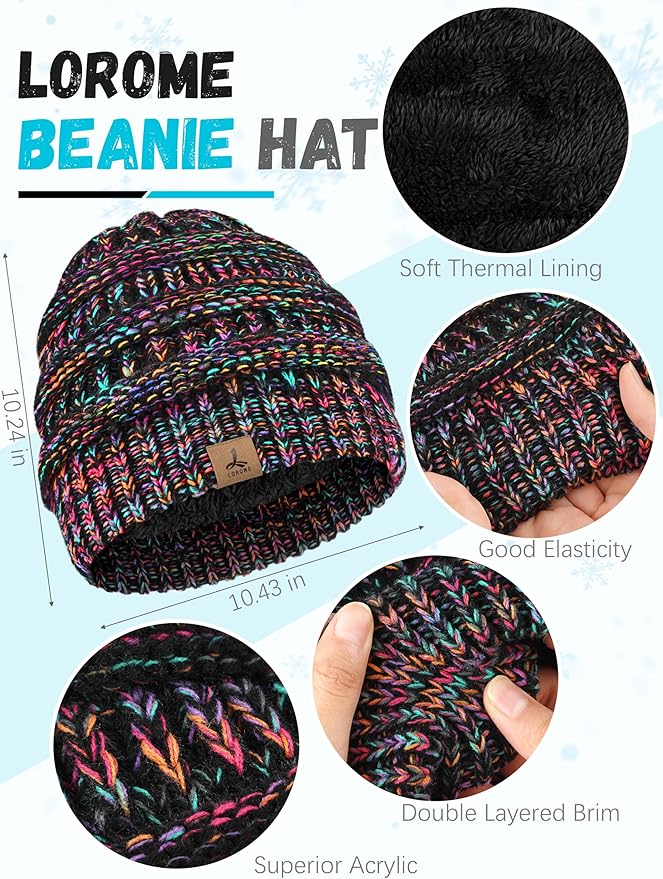 Winter Beanie Hat Scarf Gloves, Warm Fleece Knit Hats Touch Screen Gloves Neck Scarf Set Winter Gifts for Unisex Adult