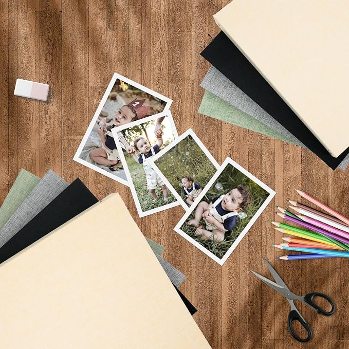 Vienrose Photo Album Scrapbook, 3 Ring 12" x 12" Linen Cover Kraft Paper Memory Book with 30 Sheets 60 Pages, Scrapbook Set for Wedding, Anniversary, Family, Travel, Grey