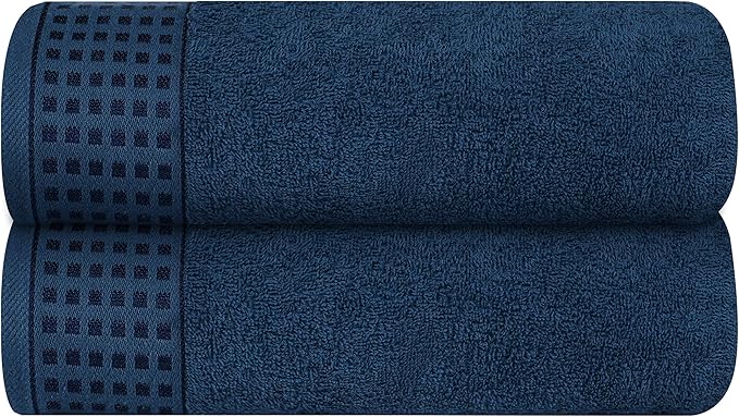 GLAMBURG 100% Cotton 2 Pack Oversized Bath Towel Set 28x55 Inches, Ultra Soft Highly Absorbant Compact Quickdry & Lightweight Large Bath Towels, Ideal for Gym Travel Camp Pool - Mineral Blue