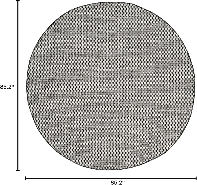 SAFAVIEH Washable Rug Outdoor Courtyard Collection - 7'10" Round, Black & Light Grey, Non-Shedding & Easy Cleaning, Ideal for Patio, Backyard, Mudroom (CY8653-37621)