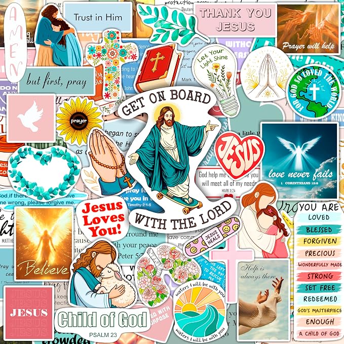100Pcs Christian Religious Stickers - Prayer Board Supplies Kit for Women - Christian Gifts, Party Supplies - Faith, Praying Stickers- Gift for Women & Men
