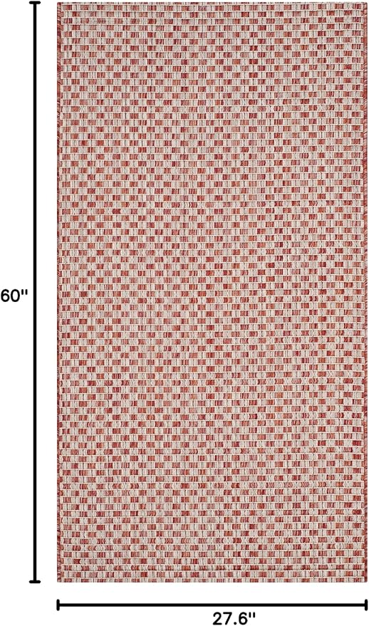 SAFAVIEH Washable Rug Outdoor Courtyard Collection - 2'3" x 5', Rust & Light Grey, Non-Shedding & Easy Cleaning, Ideal for Patio, Front Door, Entryway, Mudroom, Doormat (CY8653-36521)