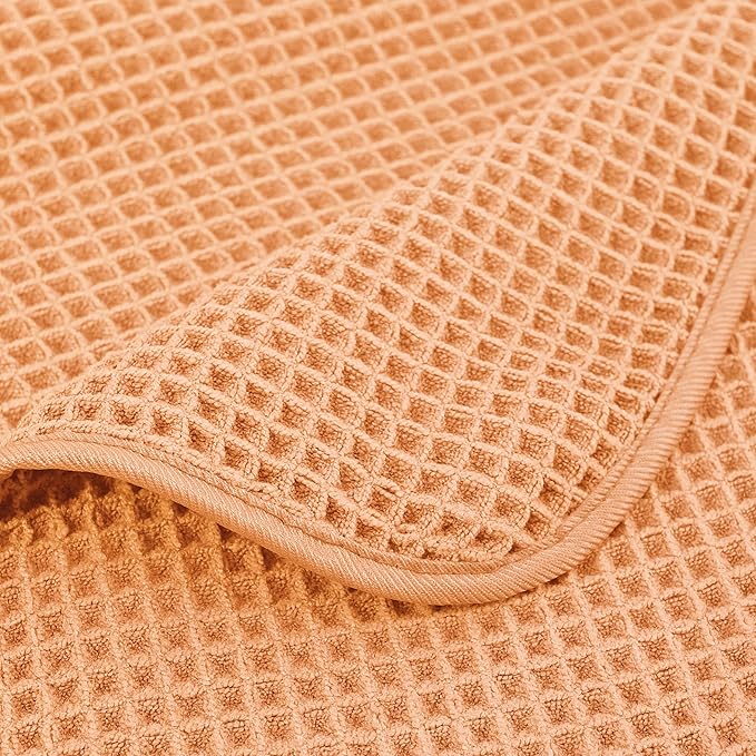 POLYTE Oversize, 60 x 30 in., Quick Dry Lint Free Microfiber Bath Towel Set, 6 Piece (Waffle Weave)