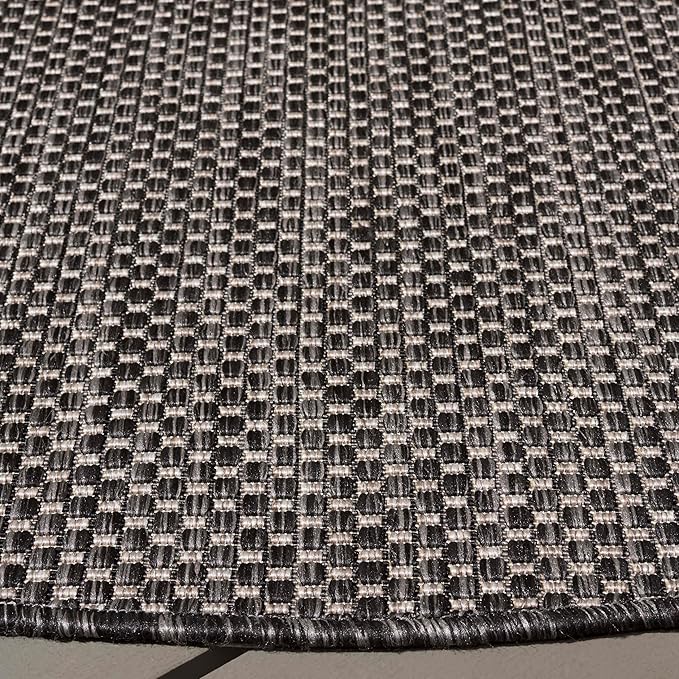 SAFAVIEH Courtyard Collection 4' Round Black/Beige CY8521 Indoor/ Outside Waterproof Easy cleansingPatio Backyard Mudroom Area Mat