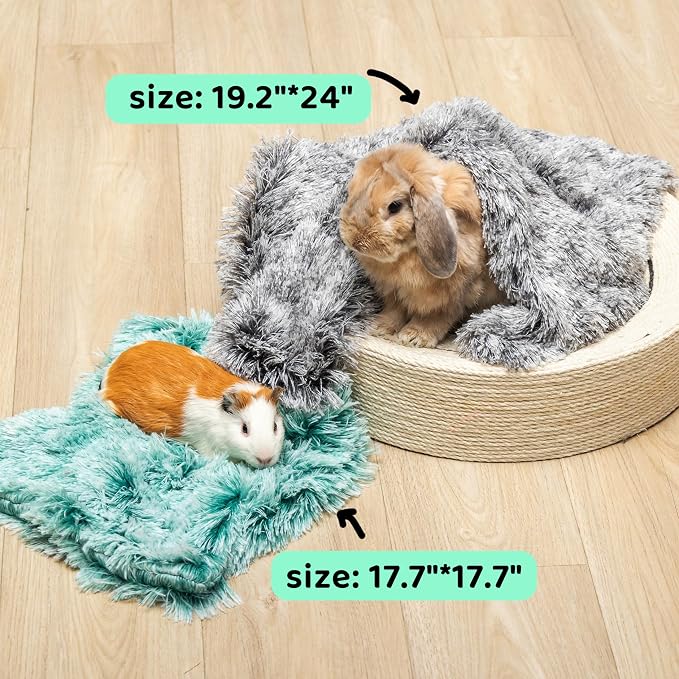 Guinea Pig Blankets 4 Pack, Warm Cozy Fleece Pet Cage Accessories | Washable Cold Weather Small Animal Bedding Mat Cage Liners for Hedgehog, Rabbit, Hamster, Chinchilla (19.2x24in)