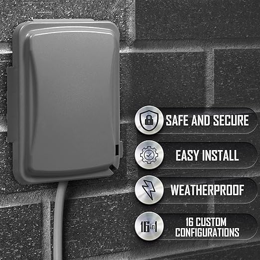 TayMac MM110G Weatherproof Single Outlet Outdoor Receptacle Cover, 5/8 Inches Deep, Grey (Pack of 2)