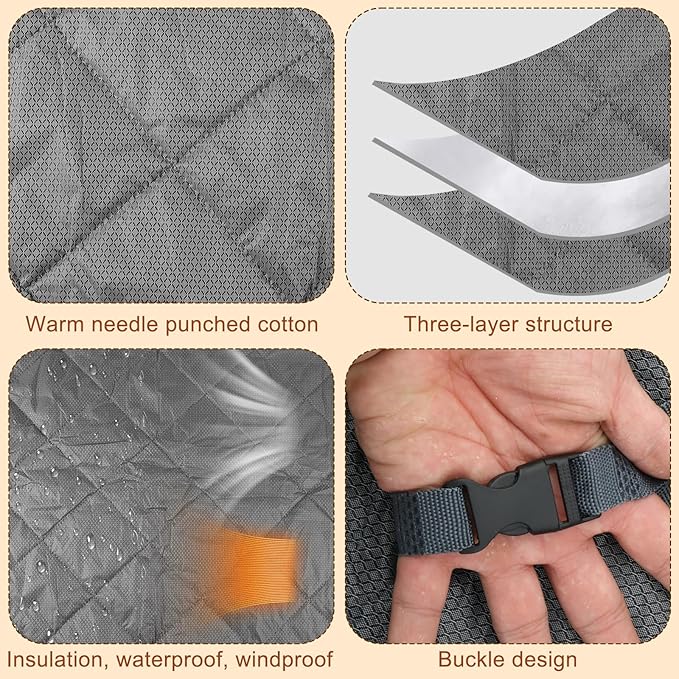 Window Insulation kit, 3-Layer Cotton Thermal Insulated Window Cover 47 Inch x 63 Inch Oxford Winter Window Covering Velcro Insulation Curtain for Cold Weather to Keep Warm (47X63inch)