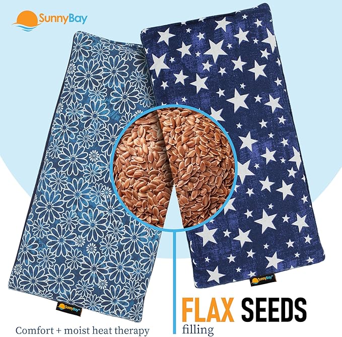 SunnyBay Small Microwave Heating Pad, Microwavable Versatile Cold/Heated Neck and Shoulder Wrap for Back Pain and More, Moist Heat Cotton-Fleece Pad, 6x11 Inches, Blue Star and Royal Flower, Pack of 2