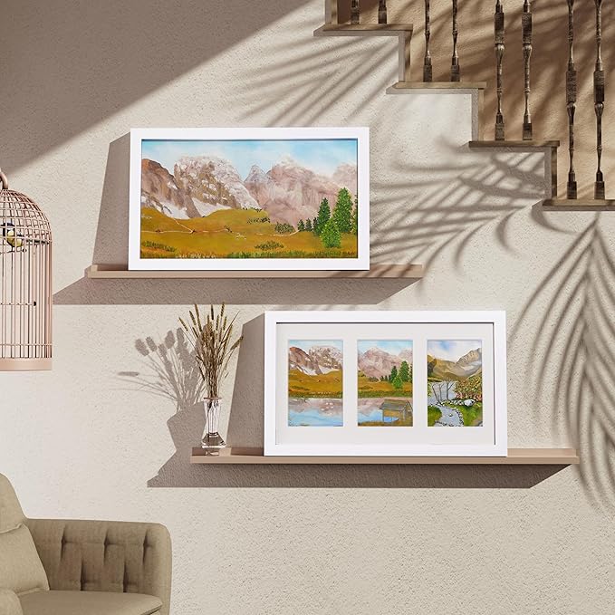 Vittanly 8x14 Picture Frames Collage Wall Decor, Displays 3Pcs 4x6 Pictures with Mat or 1Pcs 8x14 without Mat, Collage Picture Frame for Horizontal or Vertical Display, White, 1 Pack
