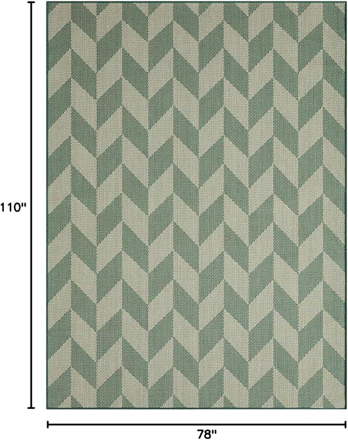 Nicole Miller New York Patio Country Calla Contemporary Herringbone Indoor/Outdoor Area Rug, Beige/Green, 6'6"x9'2"