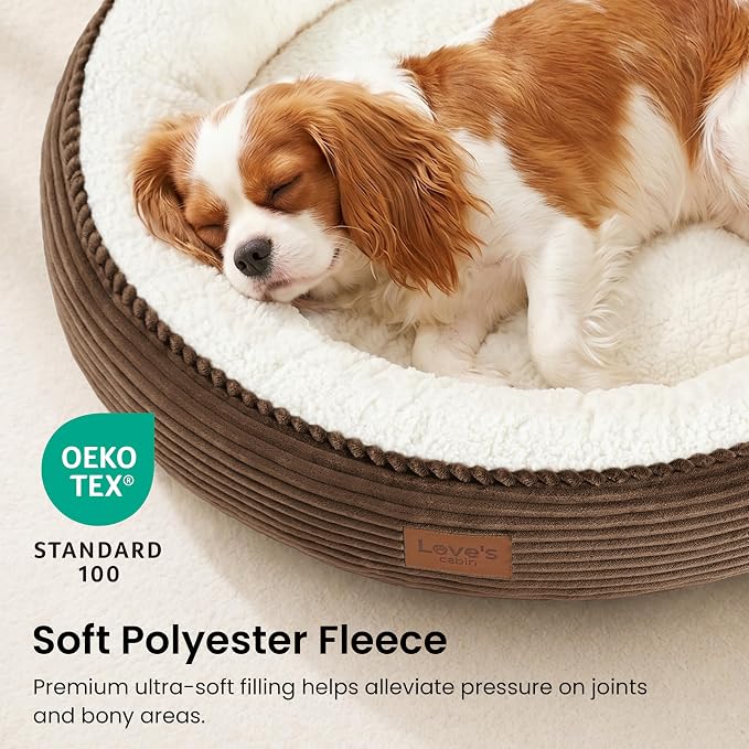 Love's cabin Round Donut Cat and Dog Cushion Bed, 30in Pet Bed for Medium or Large Dogs, Anti-Slip & Water-Resistant Bottom, Soft Durable Fabric Pet Beds, Washable Calming Cat Bed, Dark Brown