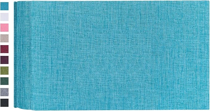Mublalbum Small Photo Album 4x6 100 Photos Linen Cover Picture Book with Horizontal Pockets for Family Wedding Baby and Anniversary (Blue)