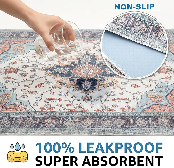 Washable Pee Pads for Dogs,Great Urine Absorbent Reusable Puppy Training Pads,Waterproof,Leak-Proof & Non-Slip Potty Pads for Whelping,Crate,Playpen,Bed.(Blue Floral,24"x36")