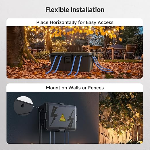 Cable Matters Weatherproof Outdoor Electrical Box - Large Outdoor Electrical Box (13 x 8.8 x 5.2 Inches) with 8 Cable Entry Ports, Easy Wall Mount for Plug & Socket Protection