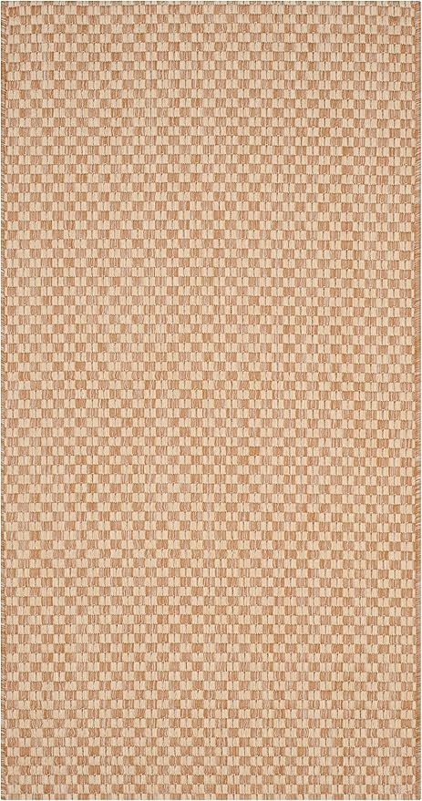 SAFAVIEH Washable Rug Outdoor Courtyard Collection - 2'7" x 5', Natural & Cream, Non-Shedding & Easy Cleaning, Ideal for Patio, Backyard, Mudroom (CY8653-03021)