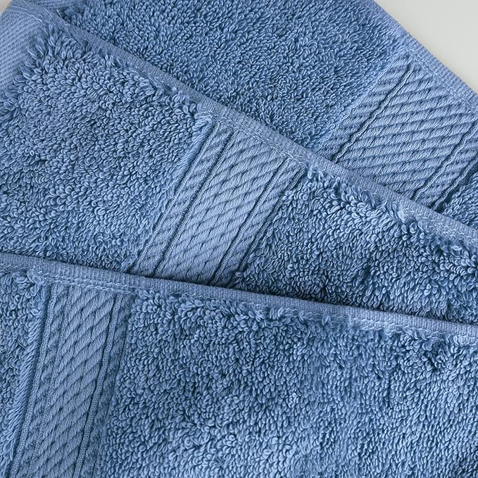 BLUENILEMILLS Madison Egyptian Cotton Towels, Towel Set for Bathroom, Shower, Hotel, Plush, 900 GSM, Highly Absorbent and Ultra-Soft Towels, Bath Essentials, 8 Piece Assorted Towel Set, Denim Blue