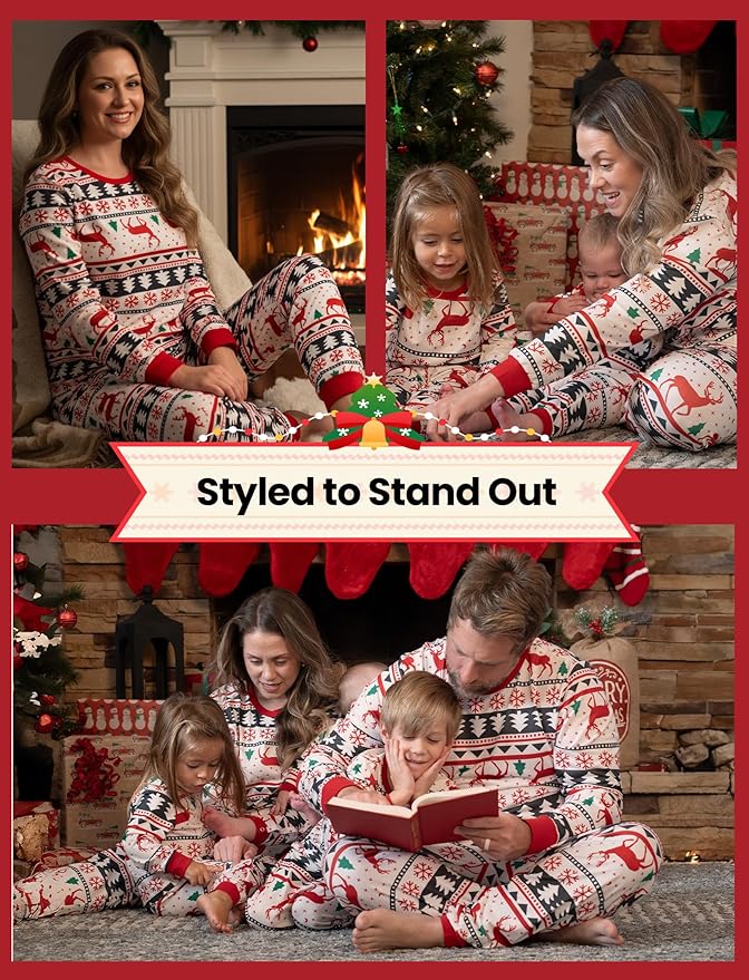 PATPAT Christmas Family Matching Pajama Sets Includes Christmas Socks - Perfect for Family Photos & Holiday Celebrations