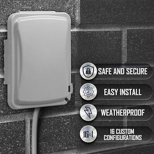 TayMac MM110W Weatherproof Single Outlet Outdoor Receptacle Cover, 5/8 Inches Deep, White
