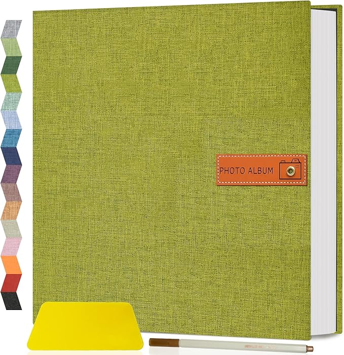 Popotop Large Photo Album Self Adhesive 4x6 5x7 8x10 Scrapbook Album DIY Picture Book,Gifts for Mom,Family Baby and Wedding,with Metal Pen and Plastic Board