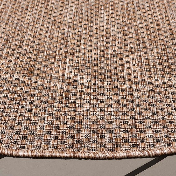 SAFAVIEH Washable Rug Outdoor Courtyard Collection - 10' Round, Aqua Blue & Grey, Non-Shedding & Easy Cleaning, Ideal for Patio, Backyard, Mudroom (CY8521-37312)