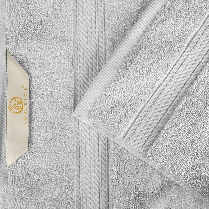 BLUENILEMILLS Madison Egyptian Cotton Towels, Towel Set for Bathroom, Shower, Hotel, Plush, 900 GSM, Highly Absorbent and Ultra-Soft Towels, Bath Essentials, 8 Piece Assorted Towel Set, Silver