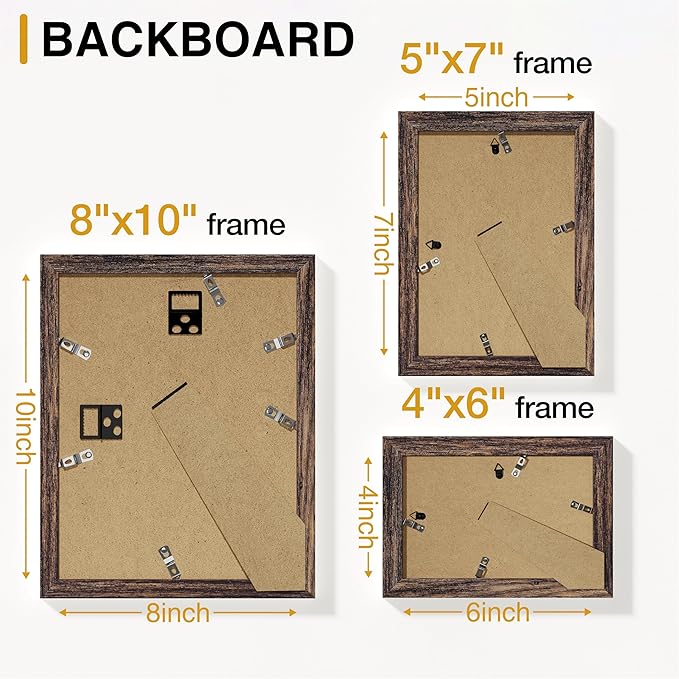 Vittanly 12 Pack Picture Frames Collage Wall Decor for Mounting or Tabletop Display, Gallery Wall Frame Set for Family, Multi Sizes Including 4pcs 8x10, 4pcs 5x7, 4pcs 4x6, Brown