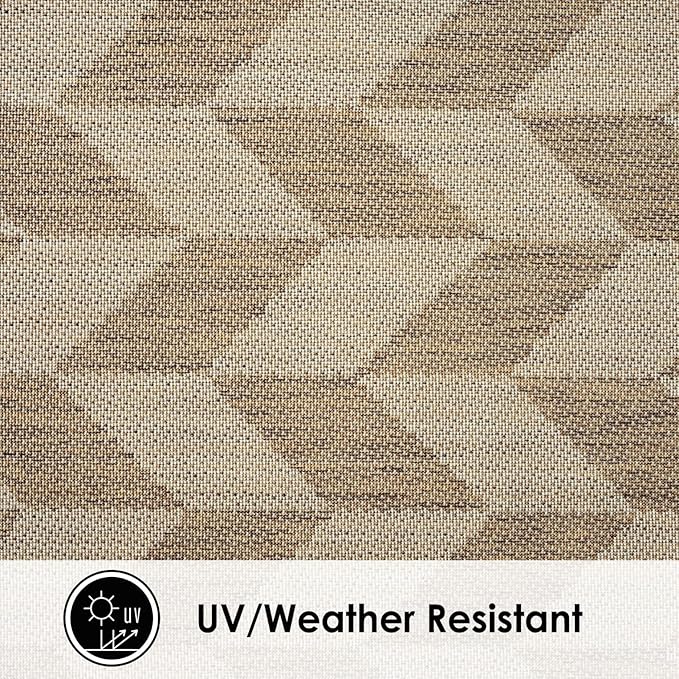 Nicole Miller New York Patio Country Calla Contemporary Herringbone Indoor/Outdoor Area Rug, Brown/Beige, 6'6"x9'2"