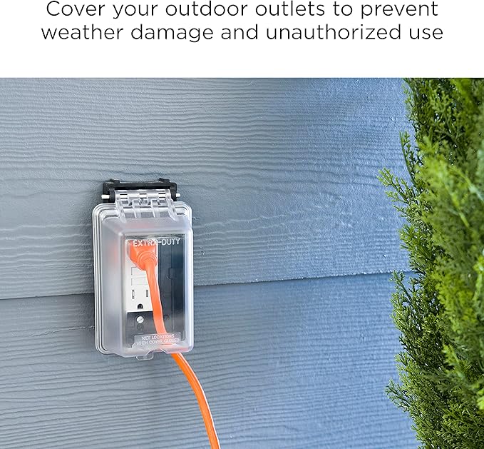 UltraPro Outdoor Outlet Cover, Single Gang Outdoor Outlet Cover Weatherproof Enclosure, Rated for Wet Locations, Outdoor Electrical Box Waterproof Plug Covers, Black, 49204