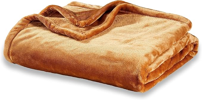 Berkshire Blanket Classic VelvetLoft® Solid Throw Blanket, Lightweight Soft Fuzzy Plush Throw Blanket for Bed and Couch, Butterscotch Orange, 50x60 Inches