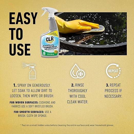 CLR Brands Outdoor Furniture Cleaner, 26 oz. Spray Bottle, Cleans Outdoor Surfaces, Remove Dirt and Grime from Fabric, Wood, Wicker, PVC, Plastic and More