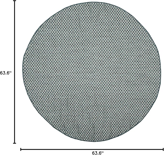 SAFAVIEH Courtyard Collection 5'3" Round Turquoise / Light Grey CY8653 Indoor-Outdoor Waterproof Easy-Cleaning Patio Backyard Mudroom Area-Rug