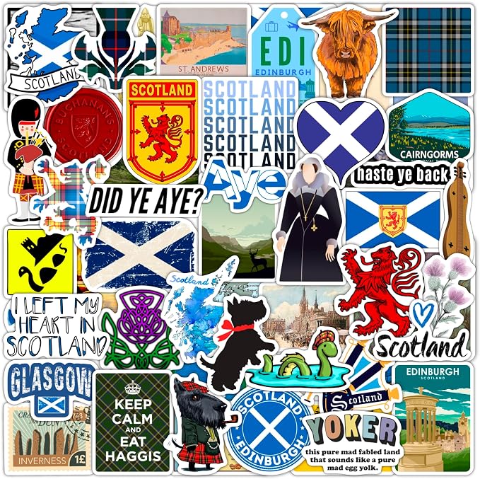100Pcs Scotland Stickers for Water Bottle and Laptop - Heritage Party Supplies & Decorations, Waterproof Vinyl Scottish Decals, Scotland Flag Stickers Laptop Decals, Gifts for Women & Men